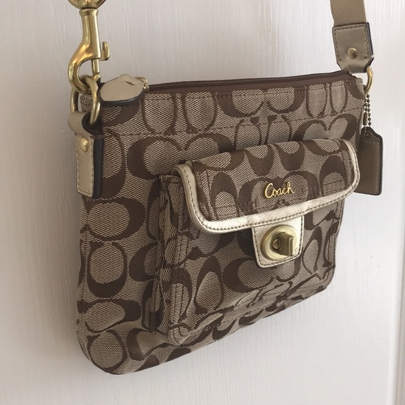 Coach Brown / Tan Signature Crossbody Bag - Picture 4 of 13